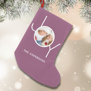 Petite Chaussette De Noël Photo personnalisée Noël violet