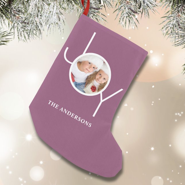 Petite Chaussette De Noël Photo personnalisée Noël violet (Créateur téléchargé)