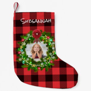 Petite Chaussette De Noël Photo personnalisée Nom du Modèle de couronne de