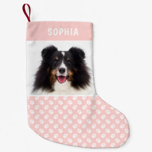 Petite Chaussette De Noël Photo Pet Personnalisée Rose Vierge Avec Patrouill