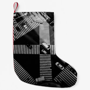 PETITE CHAUSSETTE DE NOËL PHOTOGRAPHIE AÉRIENNE DES VÉHICULES DANS LES RUE