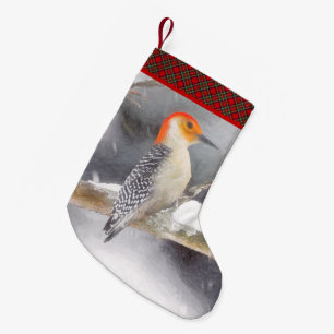 Petite Chaussette De Noël Pichette à ventre rouge Peinture d'oiseau original