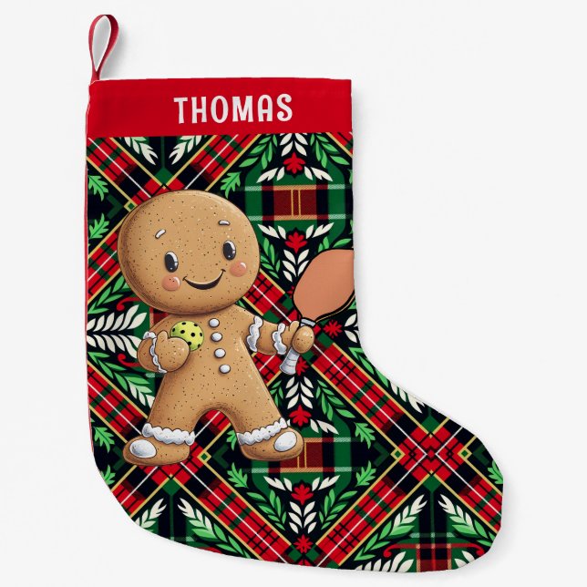 Petite Chaussette De Noël Pickleball 🎄 Pingerbread Paddle Power (Devant)