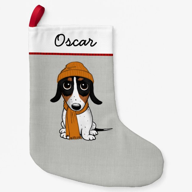 Petite Chaussette De Noël Piebald Dachshund Cute Dog Personnalisé (Devant)