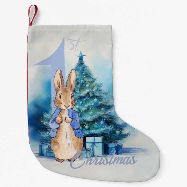 Petite Chaussette De Noël Pierre le lapin Premier Noël (Devant)