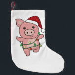 Petite Chaussette De Noël Pig Christmas Winter Animals<br><div class="desc">The pig at Christmas with fairy lights. Funny animals with toxits and snow for the holidays. A sweet Christmas greeting. Pigs are cute animals et perfect pour Christmas.</div>