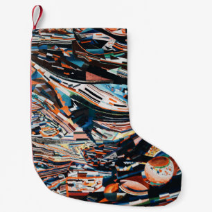 Petite Chaussette De Noël Pile de bateau en bois marron et bleu