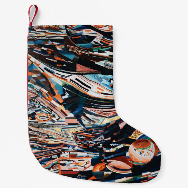 Petite Chaussette De Noël Pile de bateau en bois marron et bleu (Devant)