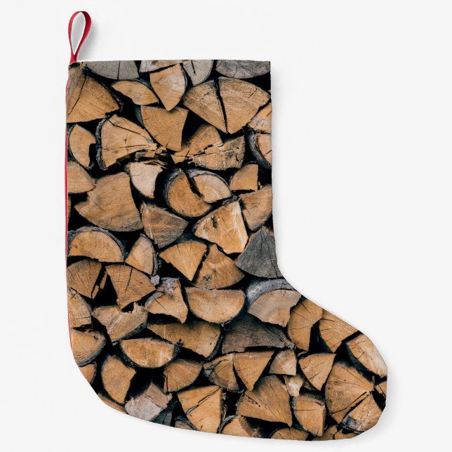 Petite Chaussette De Noël Pile of brown firewood (Devant)