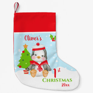 Petite Chaussette De Noël Pingouin de bébé de Noël