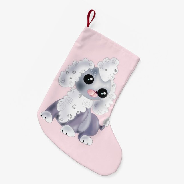 Petite Chaussette De Noël Pink Christmas Stocking mignon chien animal (Devant (Accrochage))