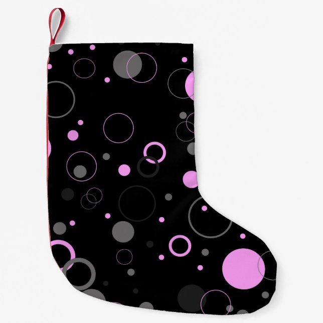 Petite Chaussette De Noël Pink Gray abstract seamless pattern with circles.  (Devant)