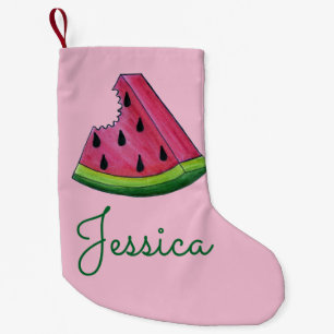 Petite Chaussette De Noël Pink Green Watermelon Melon Slice Wedge Fruit