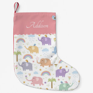 Petite Chaussette De Noël Pink Pastel Elephant Motif pour petite fille
