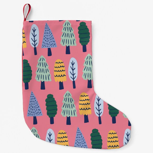 Petite Chaussette De Noël Pins mignons : motif pour enfants. (Devant)