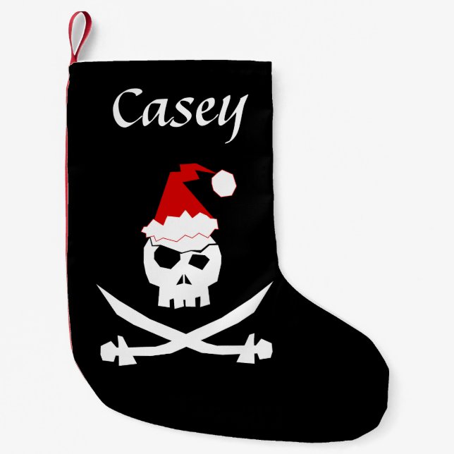 Petite Chaussette De Noël Pirate personnalisé Père Noël (Devant)