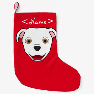 Petite Chaussette De Noël Pitbull blanc font face