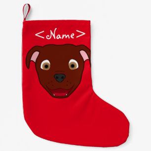 Petite Chaussette De Noël Pitbull rouge font face
