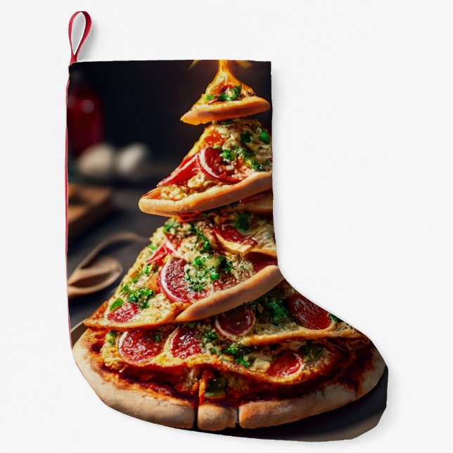 Petite Chaussette De Noël Pizza arbre de Noël (Devant)