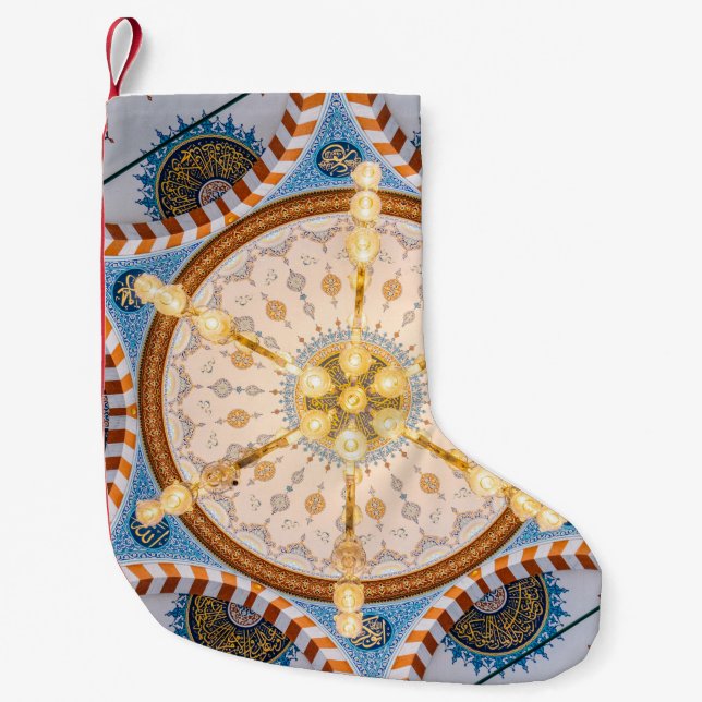 Petite Chaussette De Noël Plafond jaune, bleu et jaune (Devant)