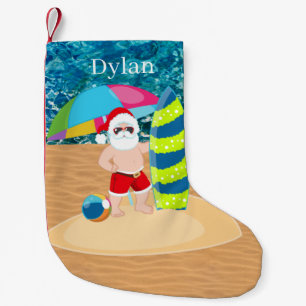Petite Chaussette De Noël Plage cool Père Noël ajouter le nom Grand magasi