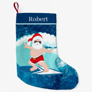 Petite Chaussette De Noël Plage cool surfing Père Noël Petite réserve de