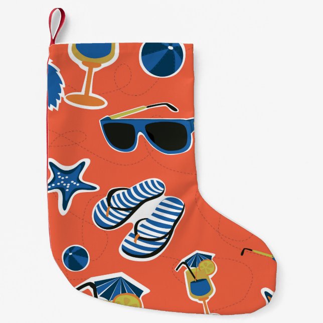 Petite Chaussette De Noël Plage d'été : Relaxant Motif sans couture. (Devant)