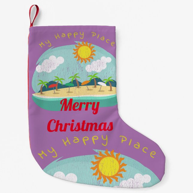 Petite Chaussette De Noël Plage Happy Place Thunder_Cove (Devant)