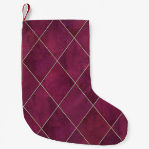 Petite Chaussette De Noël Plaid géométrique Jacquard : or aquarelle