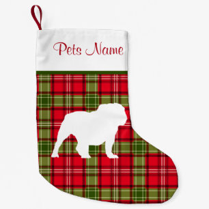 Petite Chaussette De Noël Plaid rouge et vert de race faite sur commande de