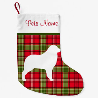 Petite Chaussette De Noël Plaid rouge et vert de race faite sur commande de