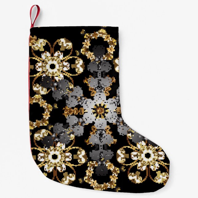 Petite Chaussette De Noël Plan d'or : Décor Floral Est (Devant)
