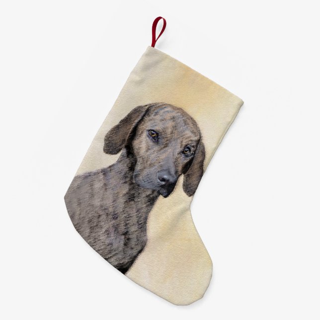 Petite Chaussette De Noël Plott Peinture - Cute Original Chien Art (Devant (Accrochage))