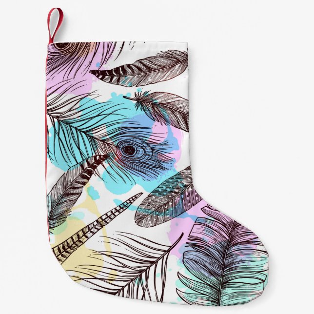 Petite Chaussette De Noël Plume de paon (Devant)