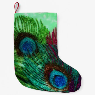 Petite Chaussette De Noël Plumes colorées de paon