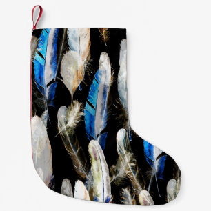 Petite Chaussette De Noël Plumes d'aquarelle volante : Arrière - plan transp