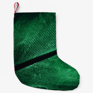 Petite Chaussette De Noël Plumes Vertes, Belle Texture Motif.