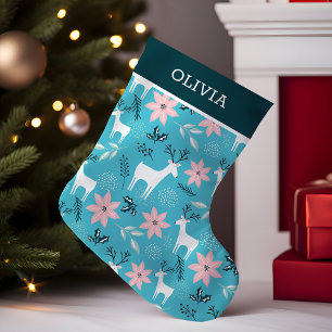 Petite Chaussette De Noël Poinsététie florale de rennes Whimsical Personnali