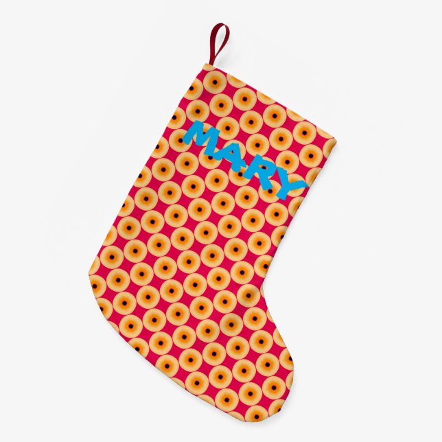 Petite Chaussette De Noël Point Polka jaune et rose super mignon personnalis (Devant (Accrochage))