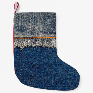 Petite Chaussette De Noël Pointe droite avec fil orange sur le den blanchi