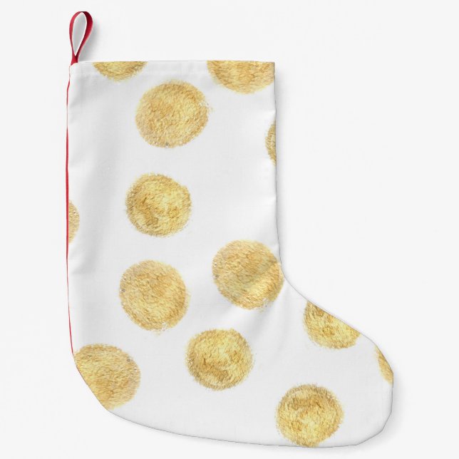 Petite Chaussette De Noël Pointe Polka Dorée Tirée (Devant)