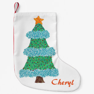 Petite Chaussette De Noël Pointillisme élégant Arbre de Noël Bas