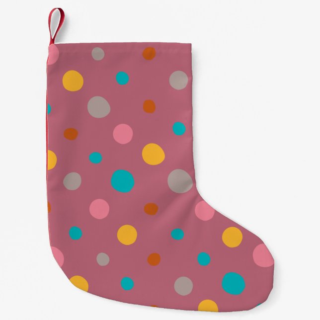 Petite Chaussette De Noël Points d'aquarelle multicolore 5 (Devant)