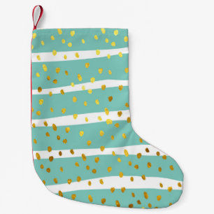 Petite Chaussette De Noël Points d'or et rayures : Motif élégant