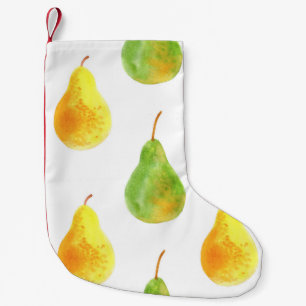 Petite Chaussette De Noël Poires dessinées à la main, aquarelle image alimen