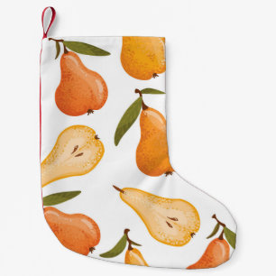 Petite Chaussette De Noël Poires jaunes : Arrière - plan blanc sans couture.
