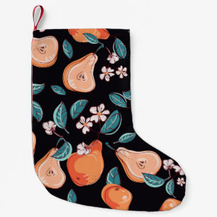 Petite Chaussette De Noël Poires juteuses : motif de fruits dessiné à la mai