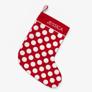 Petite Chaussette De Noël Pois blancs sur Arrière - plan rouge