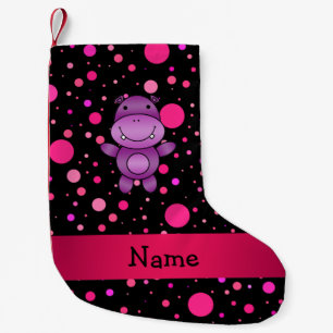 Petite Chaussette De Noël Pois nommé personnalisé de rose de noir