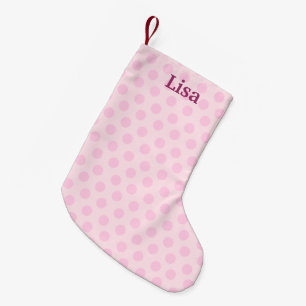 Petite Chaussette De Noël Pois roses personnalisés Noël Stocker